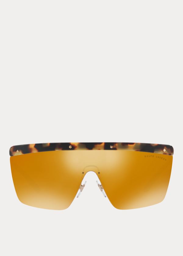 Gafas De Sol Ralph Lauren Mujer Leopardo / Dorados - RL Hinge Shield - VOASZ7256